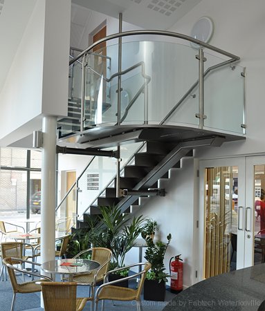 Stainless Steel & Curved Glass Staircase in a Church Hall