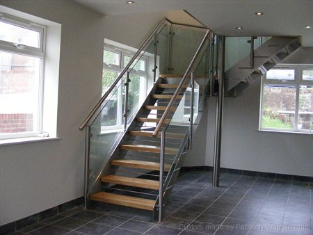 Stainless Steel, Glass & Hardwood Staircase